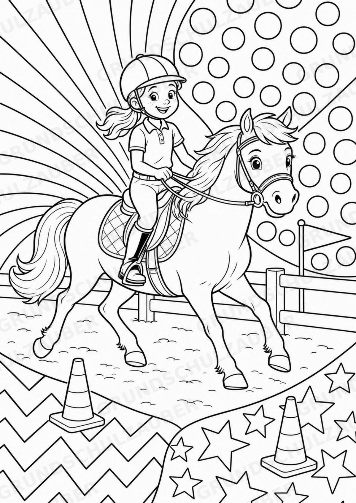 Reiten POP Art Ausmalbilder 15 Malvorlagen – Materialseite 2
