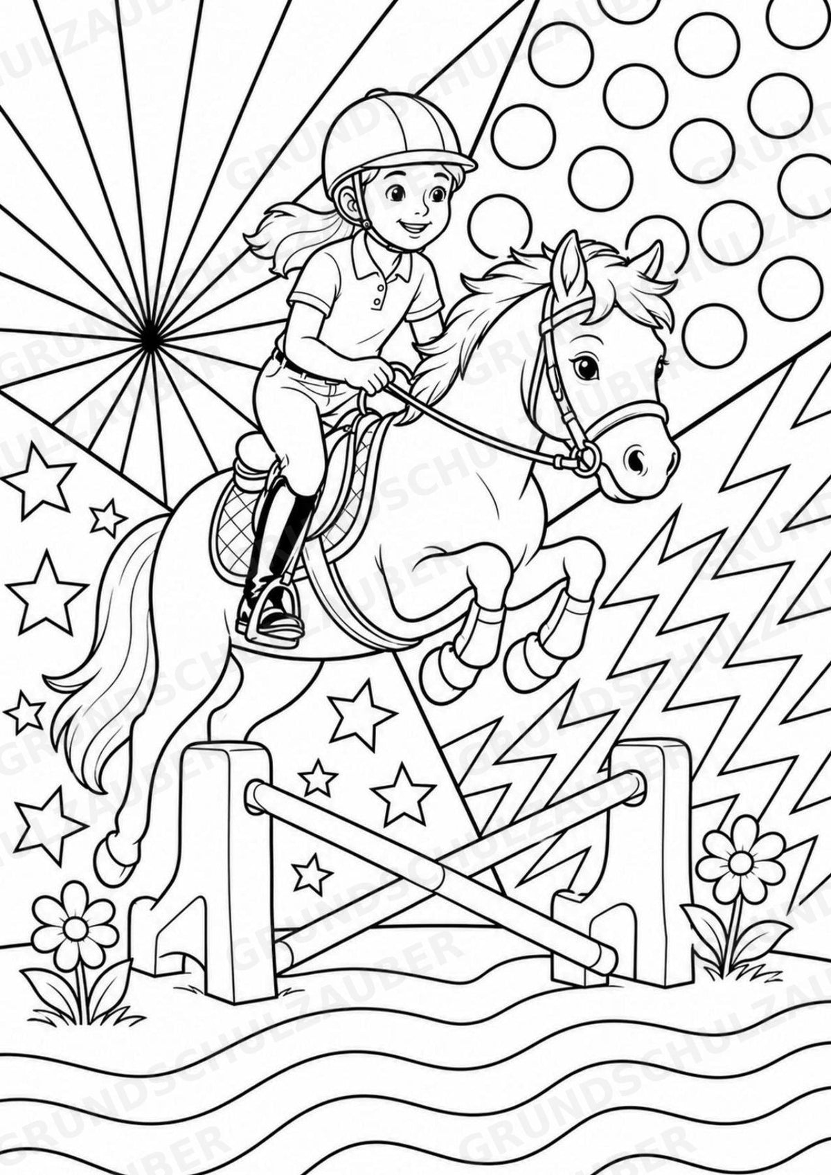 Reiten POP Art Ausmalbilder 15 Malvorlagen – Materialseite 5