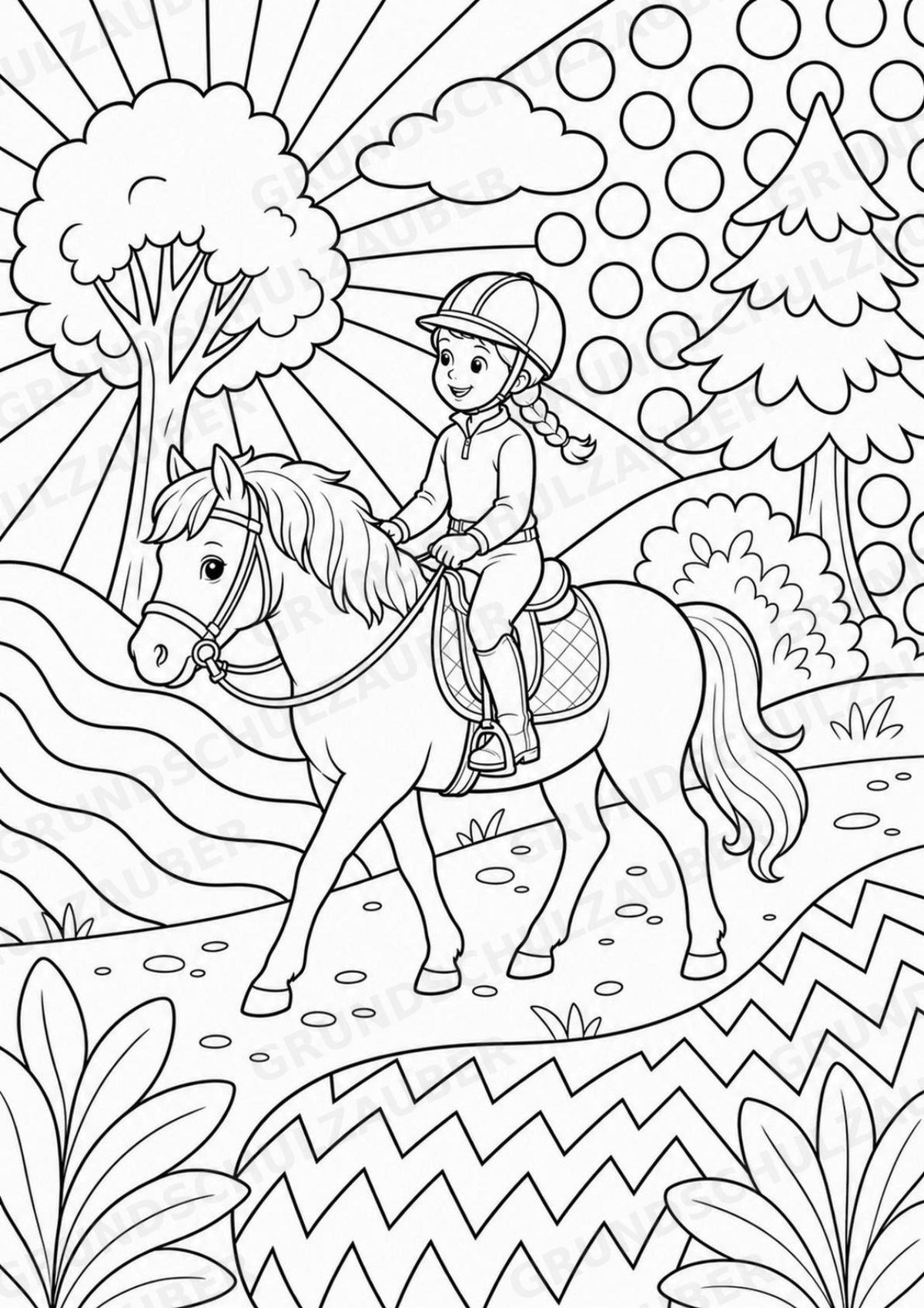 Reiten POP Art Ausmalbilder 15 Malvorlagen – Materialseite 7