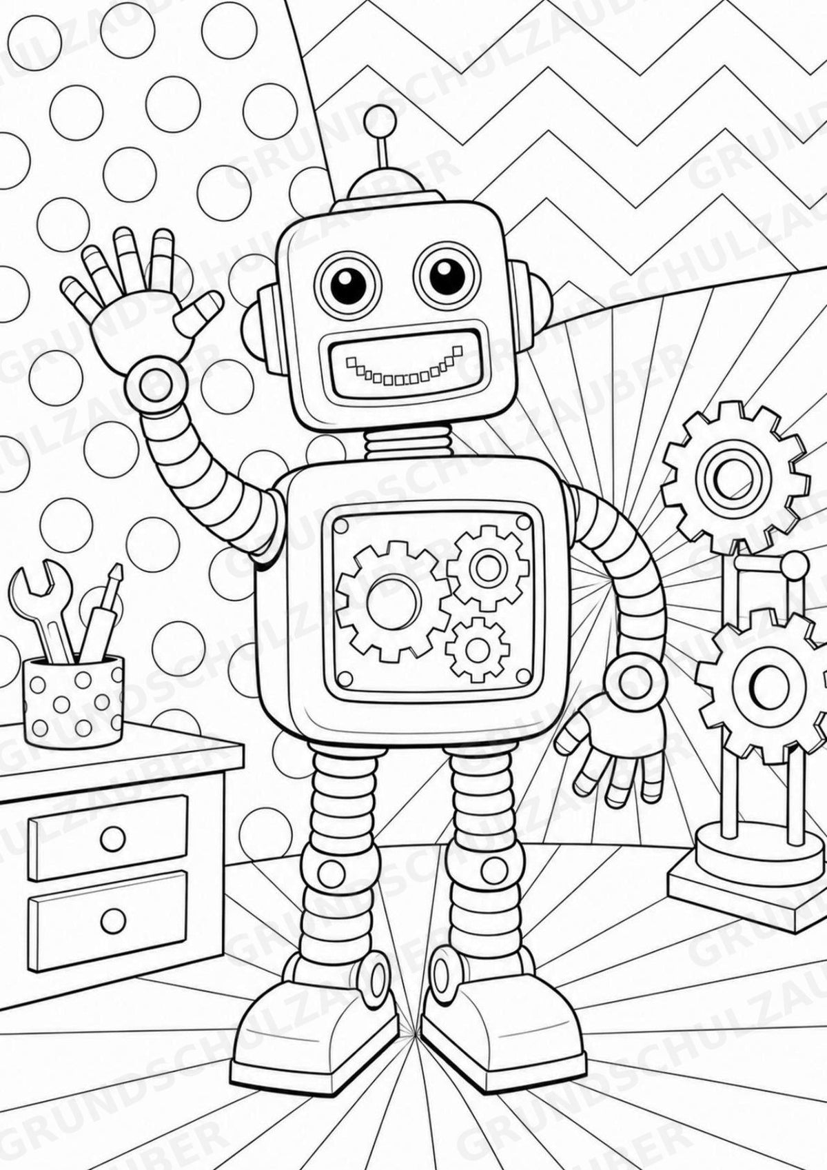 Roboter POP Art Ausmalbilder 15 Malvorlagen – Materialseite 2
