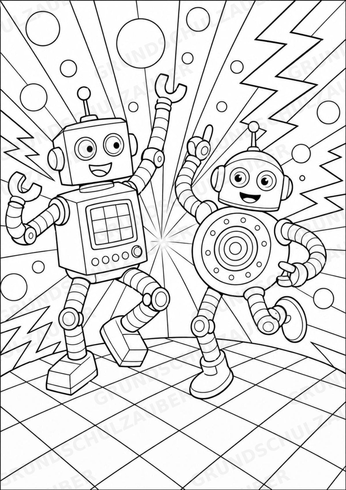 Roboter POP Art Ausmalbilder 15 Malvorlagen – Materialseite 6