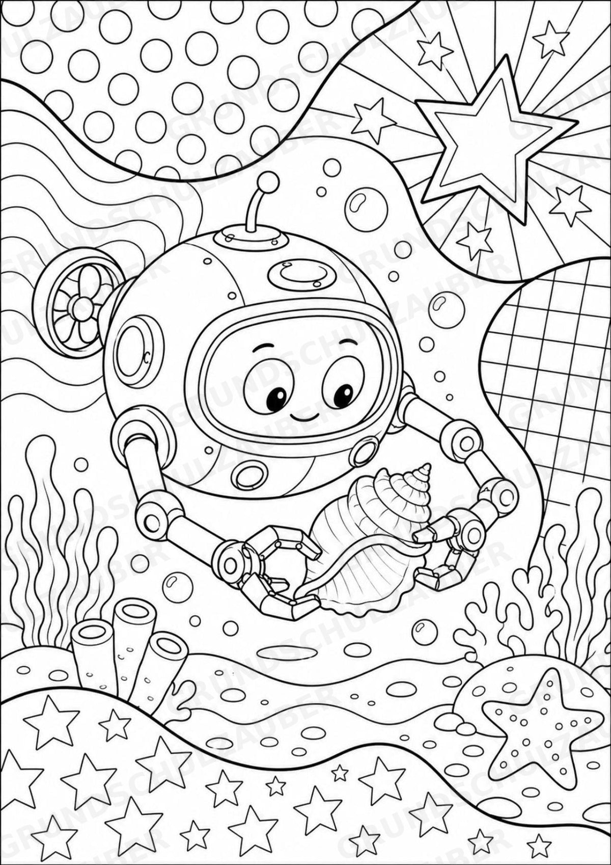 Roboter POP Art Ausmalbilder 15 Malvorlagen – Materialseite 7