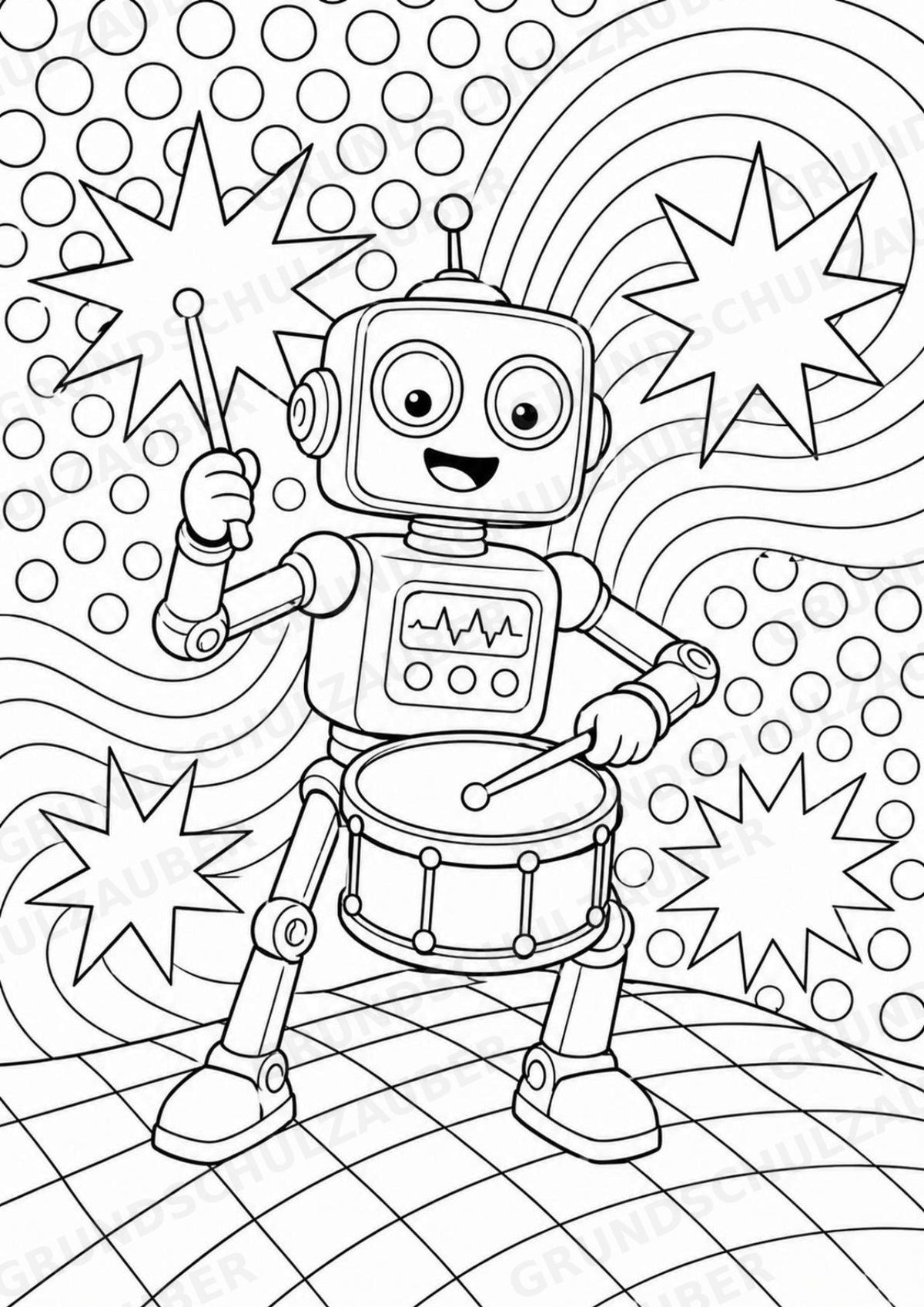 Roboter POP Art Ausmalbilder 15 Malvorlagen – Materialseite 13