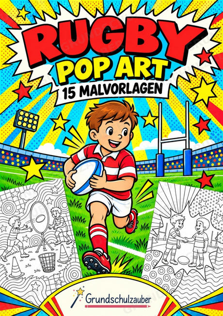 Rugby POP Art Ausmalbilder 15 Malvorlagen – Cover