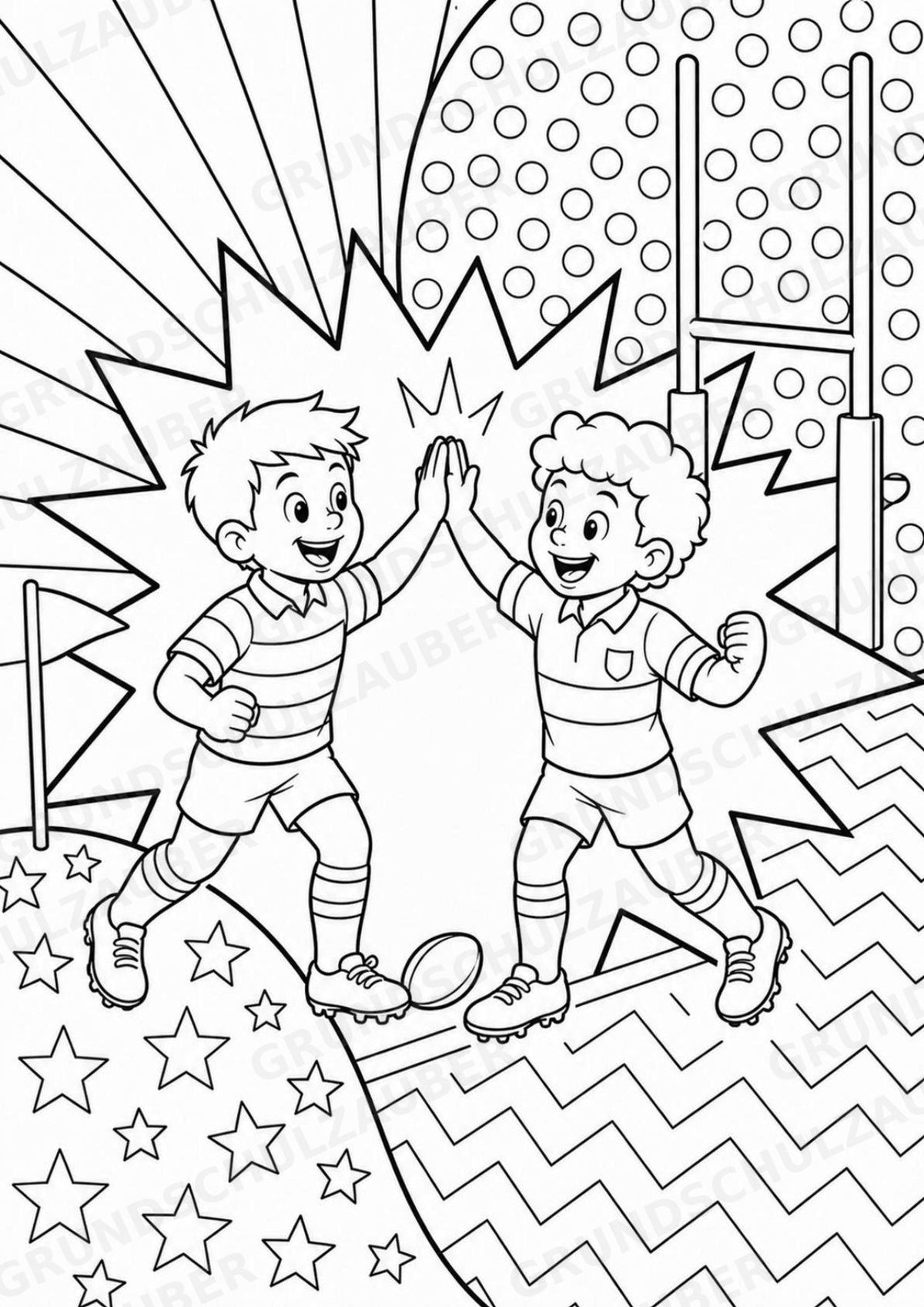 Rugby POP Art Ausmalbilder 15 Malvorlagen – Materialseite 15