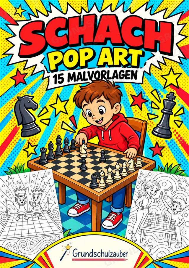 Schach POP Art Ausmalbilder 15 Malvorlagen – Cover