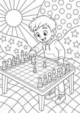 Schach POP Art Ausmalbilder 15 Malvorlagen – Materialseite 2