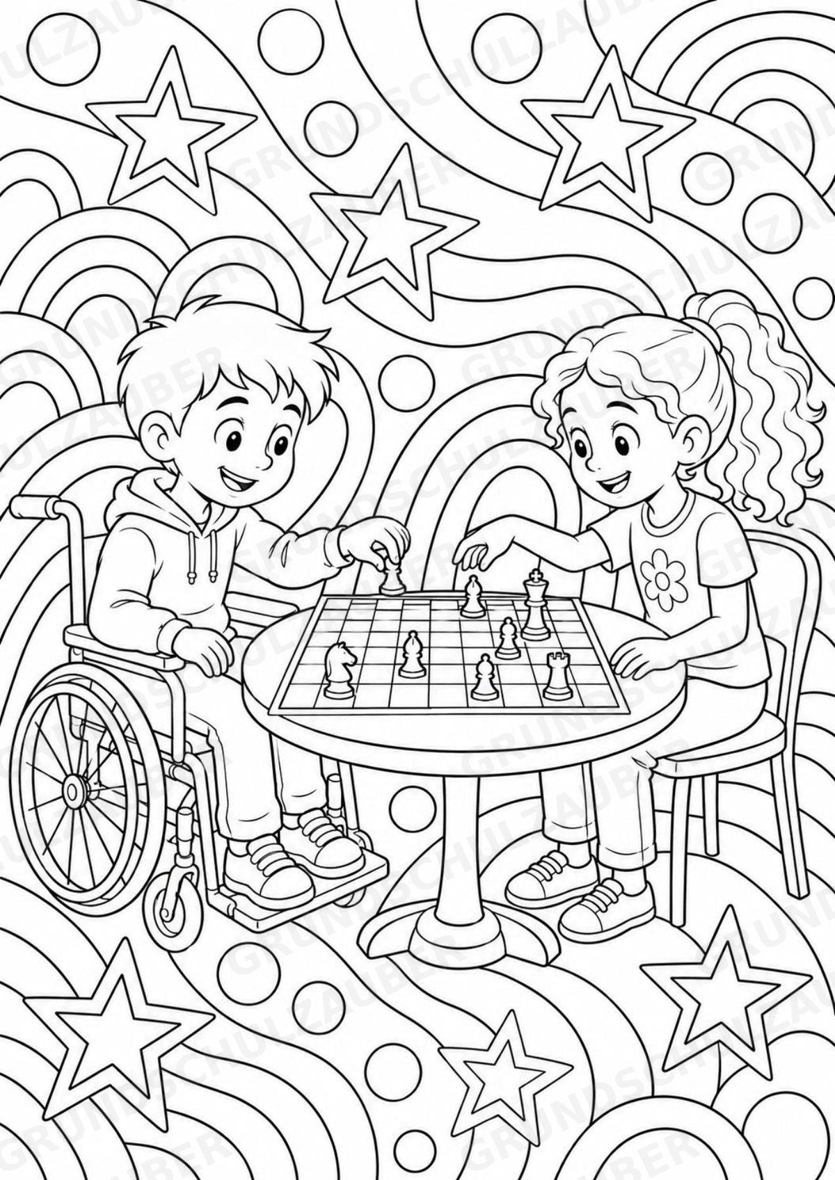 Schach POP Art Ausmalbilder 15 Malvorlagen – Materialseite 6