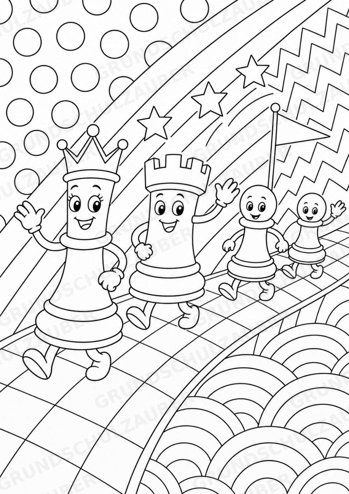 Schach POP Art Ausmalbilder 15 Malvorlagen – Materialseite 10