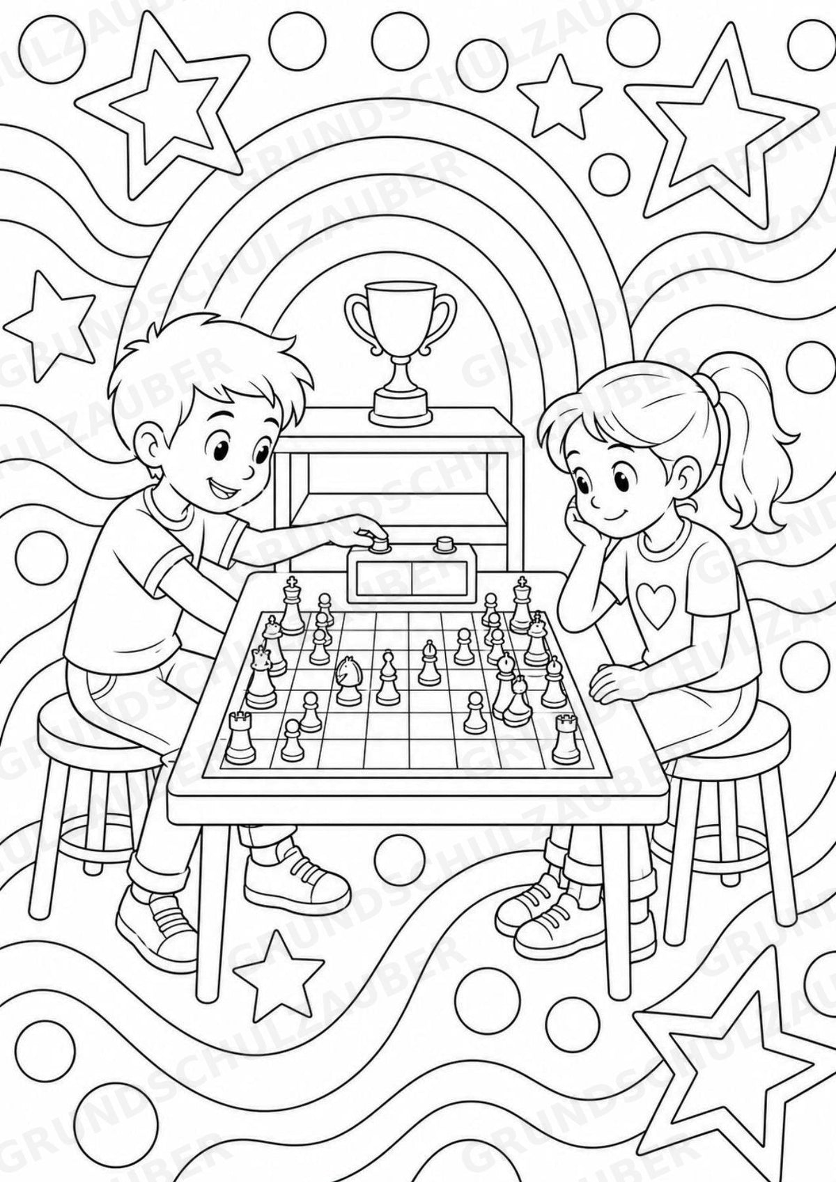 Schach POP Art Ausmalbilder 15 Malvorlagen – Materialseite 11