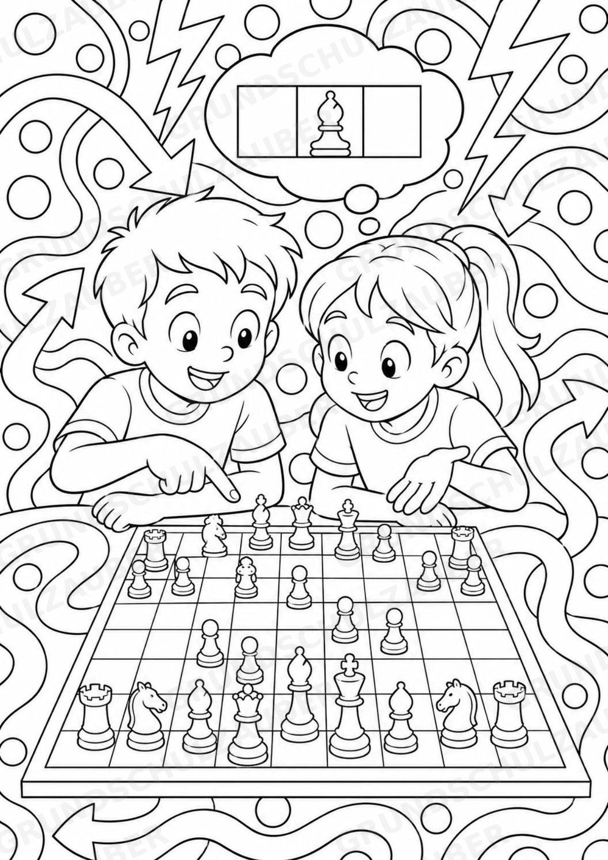 Schach POP Art Ausmalbilder 15 Malvorlagen – Materialseite 13