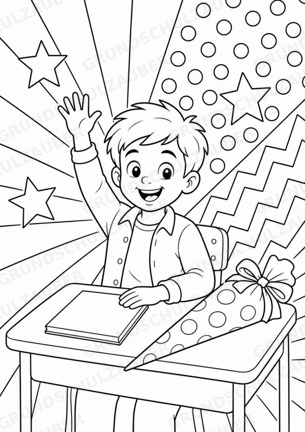 Schulstart POP Art Ausmalbilder 15 Malvorlagen – Materialseite 7