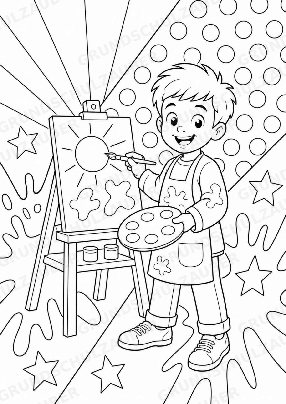 Schulstart POP Art Ausmalbilder 15 Malvorlagen – Materialseite 10