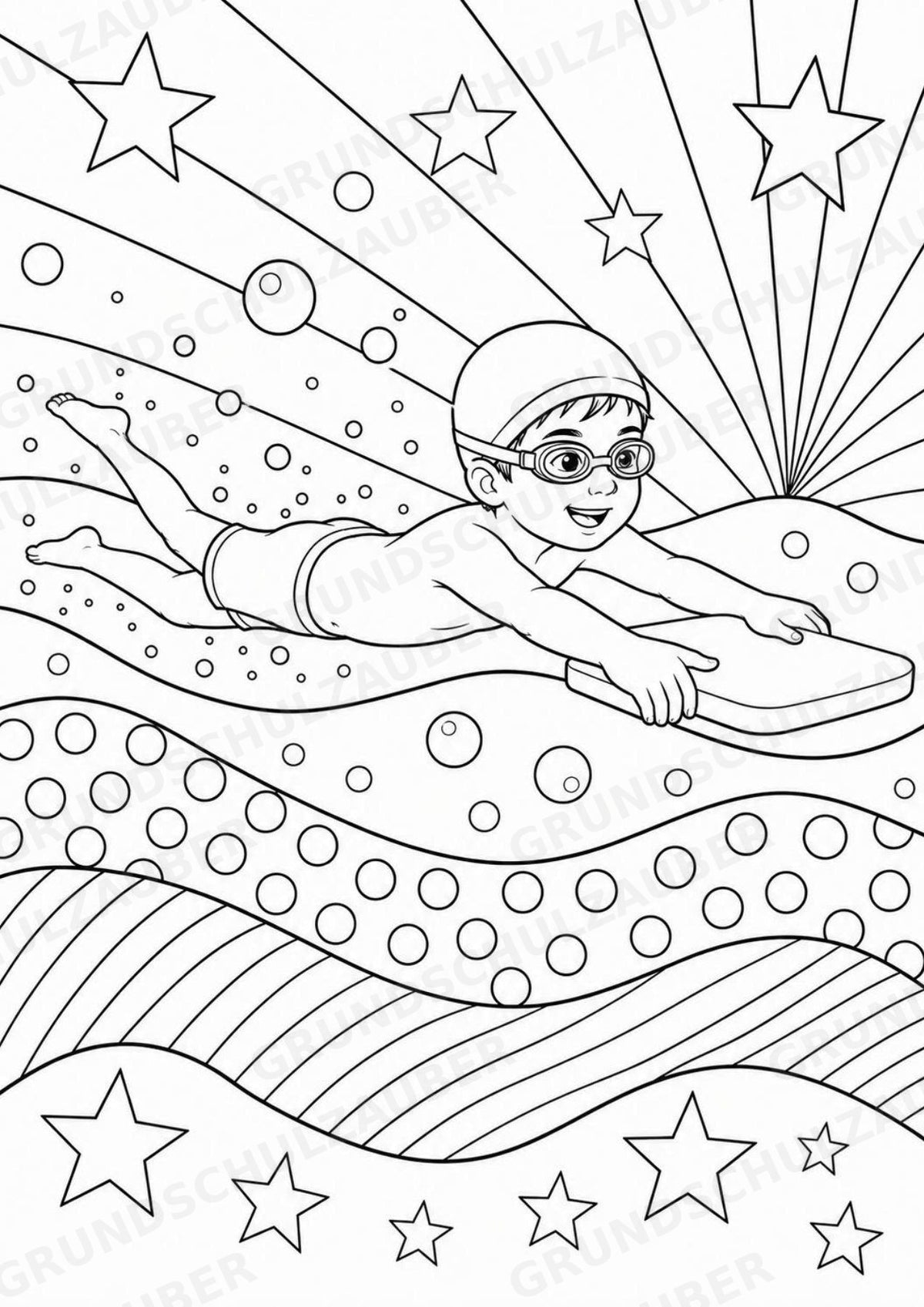 Schwimmen POP Art Ausmalbilder 15 Malvorlagen – Materialseite 9