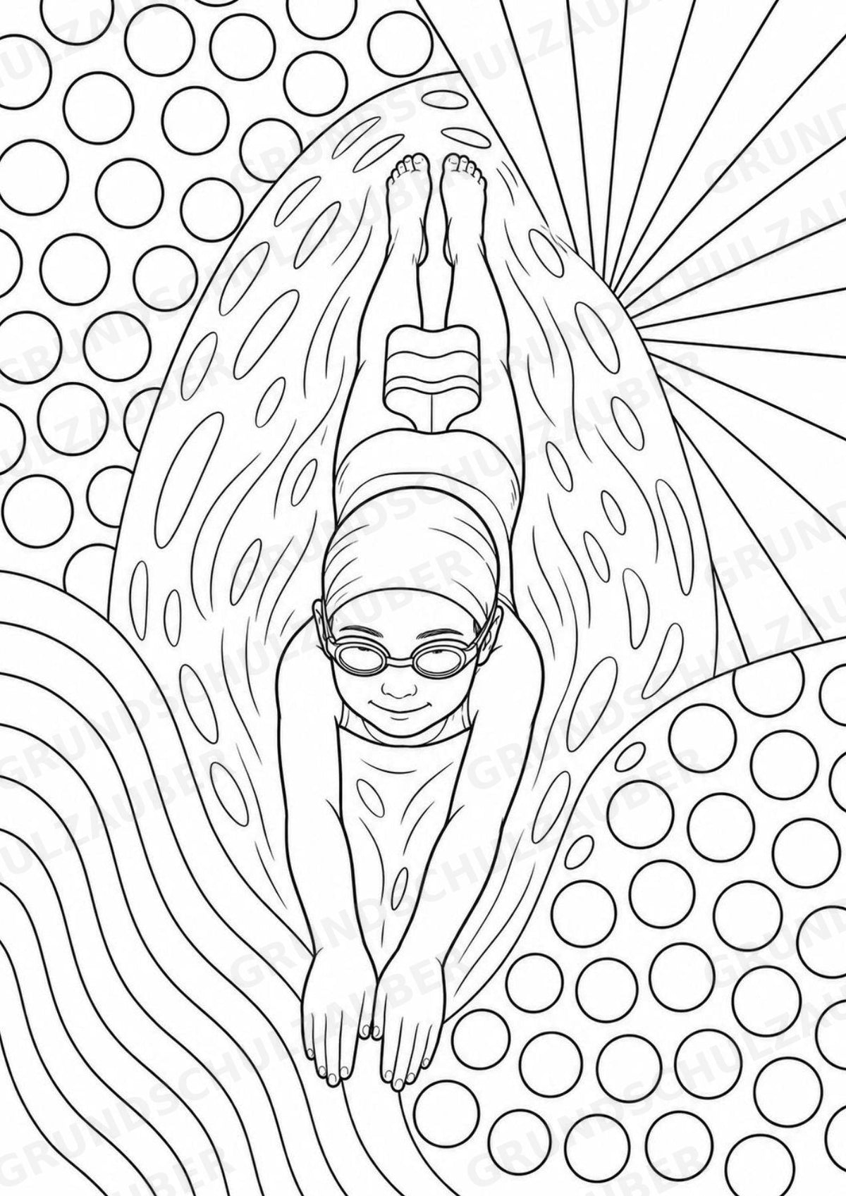 Schwimmen POP Art Ausmalbilder 15 Malvorlagen – Materialseite 10