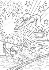 Schwimmen POP Art Ausmalbilder 15 Malvorlagen – Materialseite 11