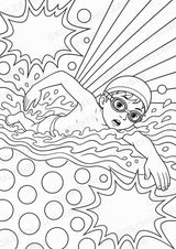 Schwimmen POP Art Ausmalbilder 15 Malvorlagen – Materialseite 14
