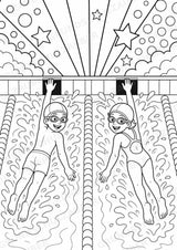 Schwimmen POP Art Ausmalbilder 15 Malvorlagen – Materialseite 15