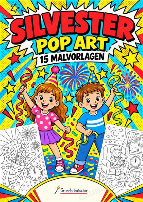 Silvester POP Art Ausmalbilder 15 Malvorlagen – Cover