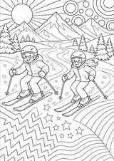Skifahren POP Art Ausmalbilder 15 Malvorlagen – Materialseite 15