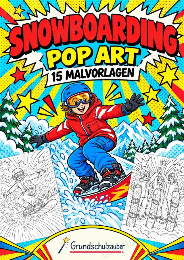 Snowboarding POP Art Ausmalbilder 15 Malvorlagen – Cover