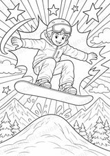 Snowboarding POP Art Ausmalbilder 15 Malvorlagen – Materialseite 3