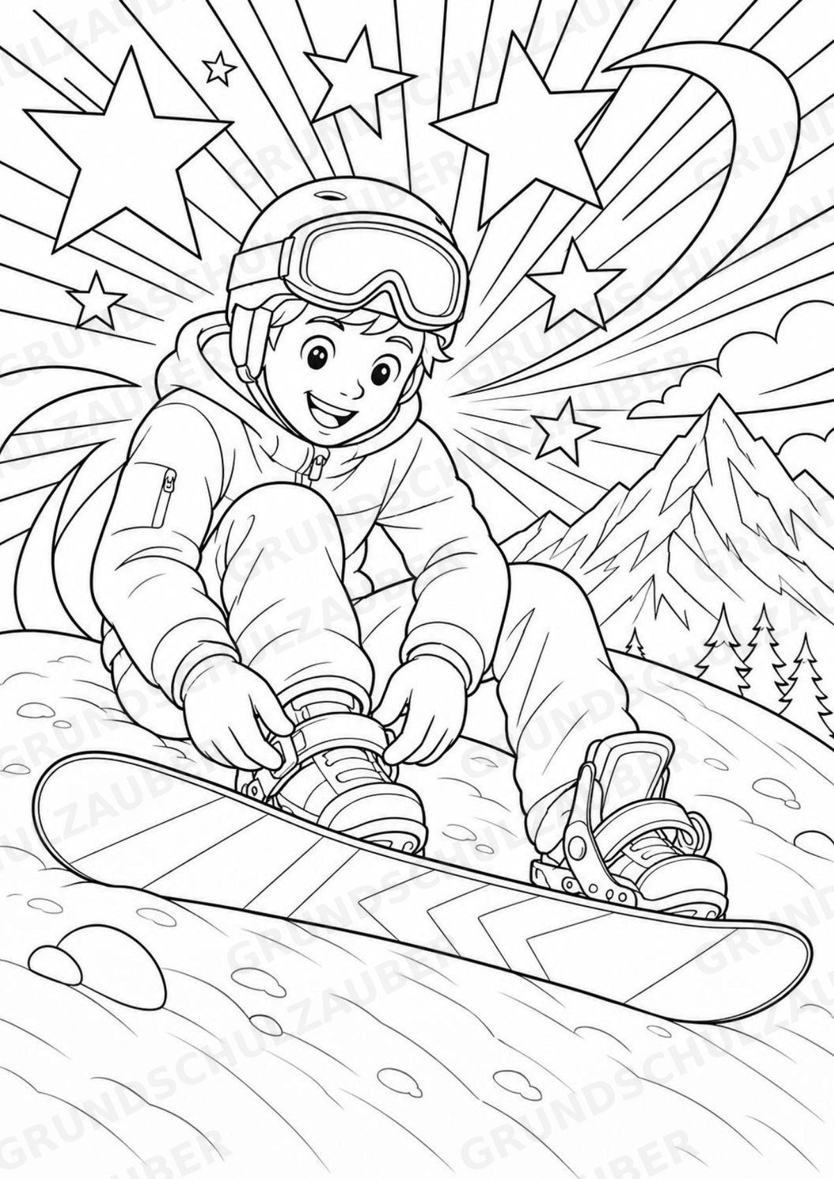Snowboarding POP Art Ausmalbilder 15 Malvorlagen – Materialseite 5