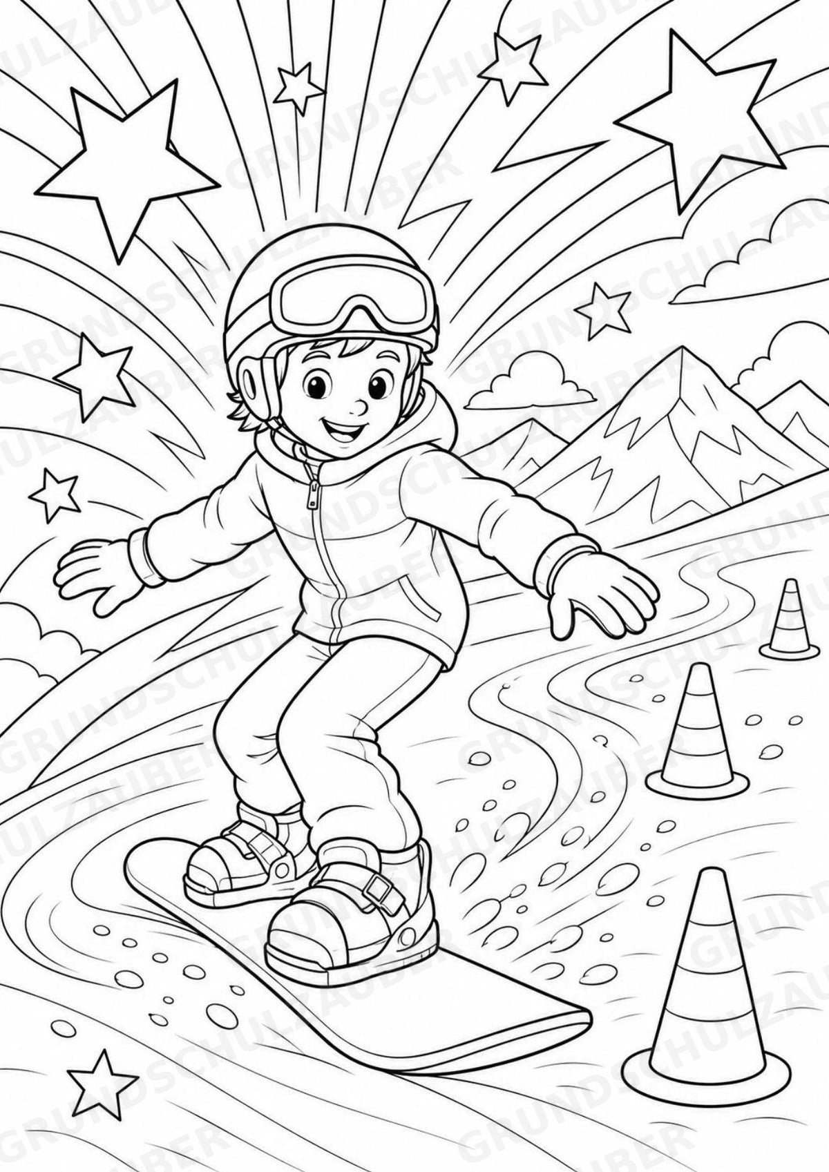 Snowboarding POP Art Ausmalbilder 15 Malvorlagen – Materialseite 6