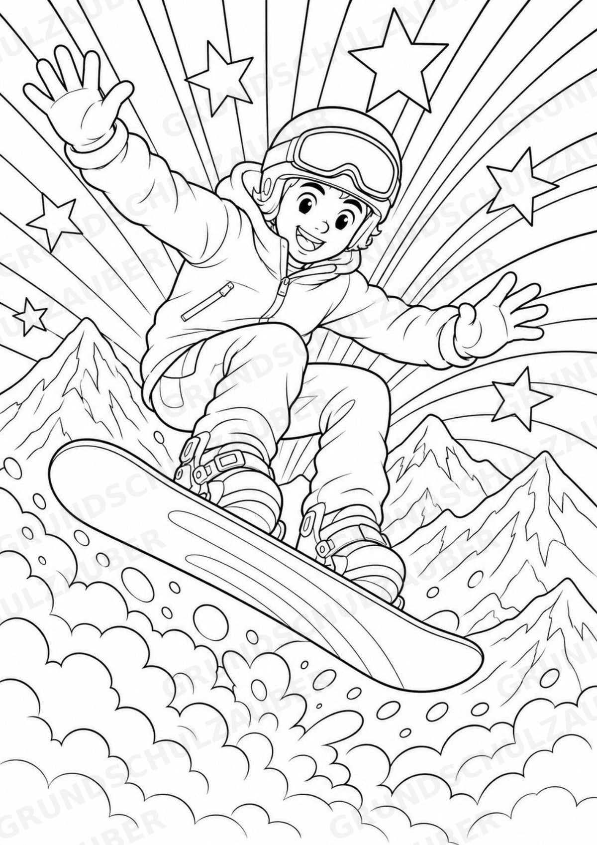 Snowboarding POP Art Ausmalbilder 15 Malvorlagen – Materialseite 8