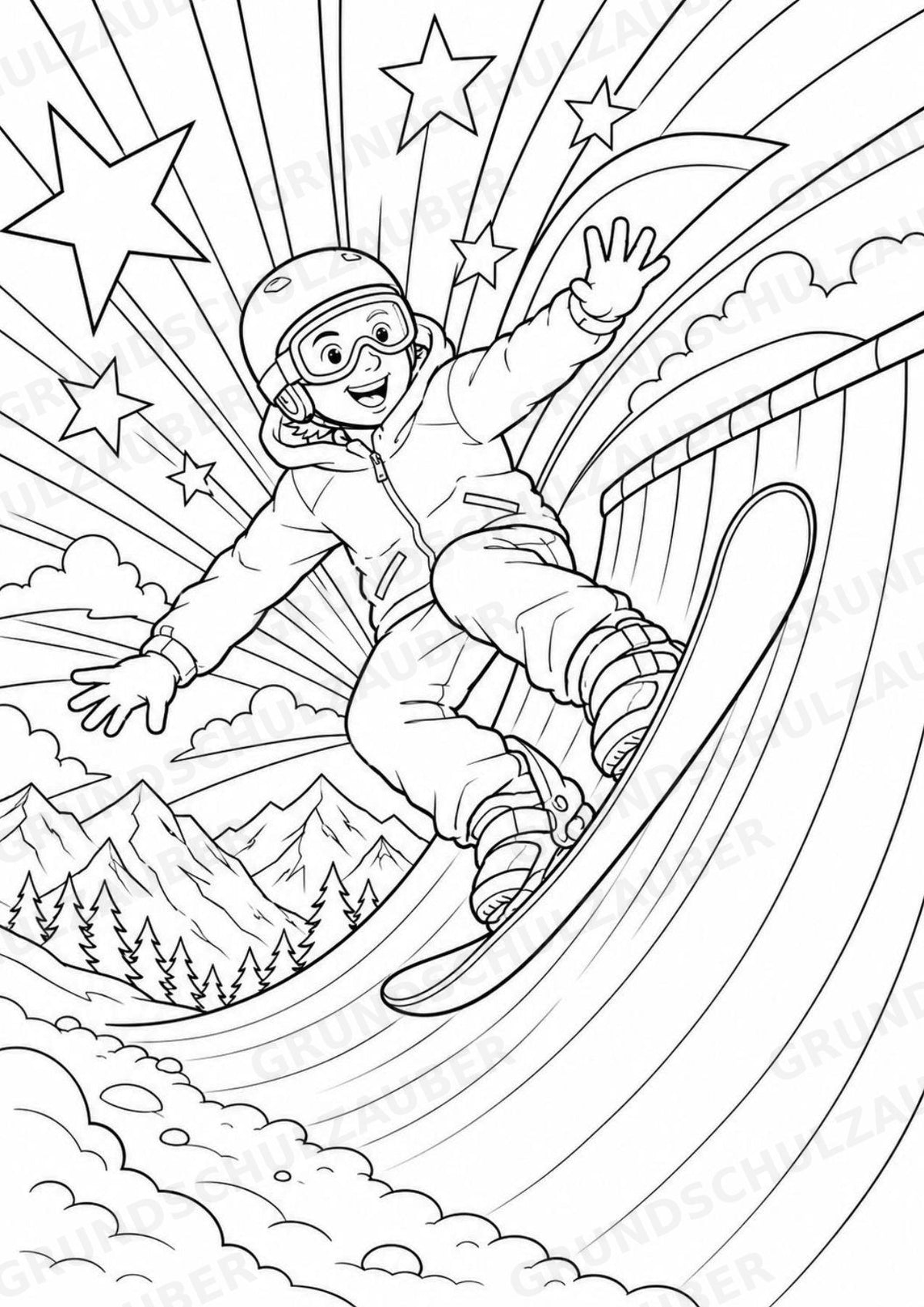 Snowboarding POP Art Ausmalbilder 15 Malvorlagen – Materialseite 9