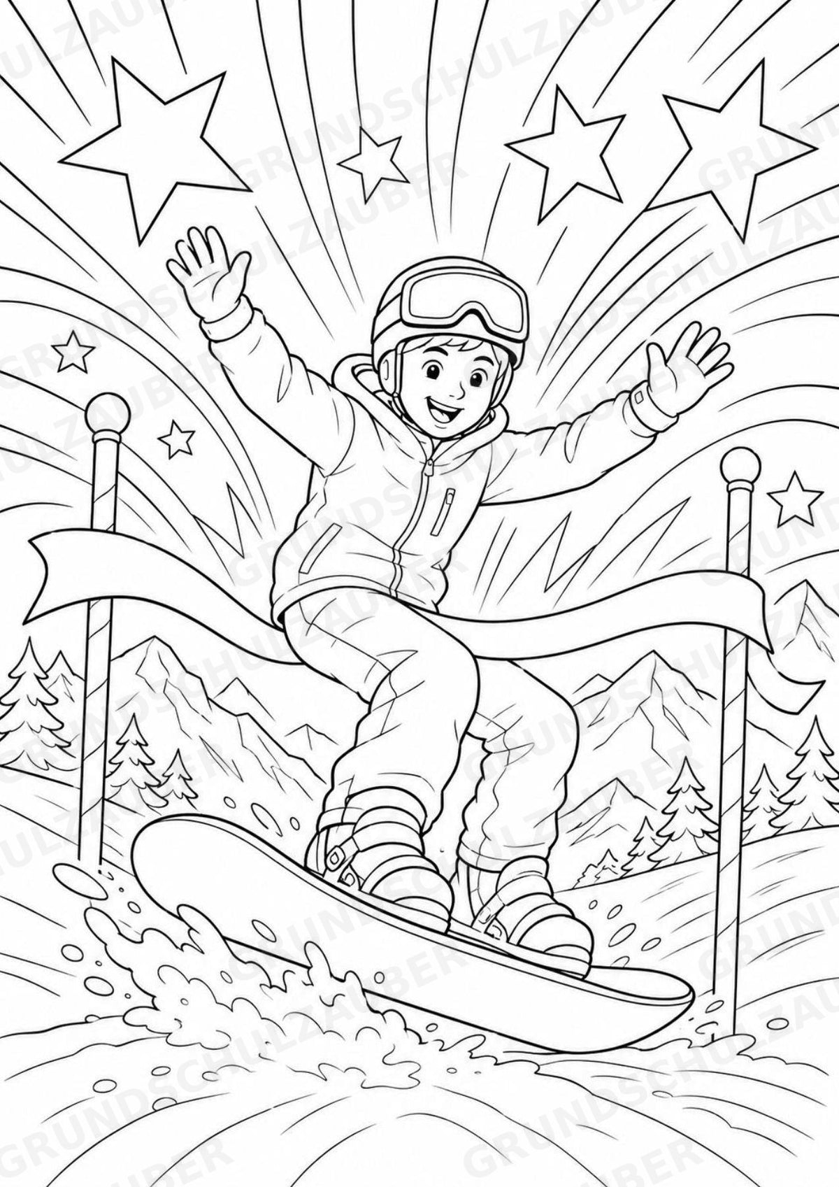 Snowboarding POP Art Ausmalbilder 15 Malvorlagen – Materialseite 13