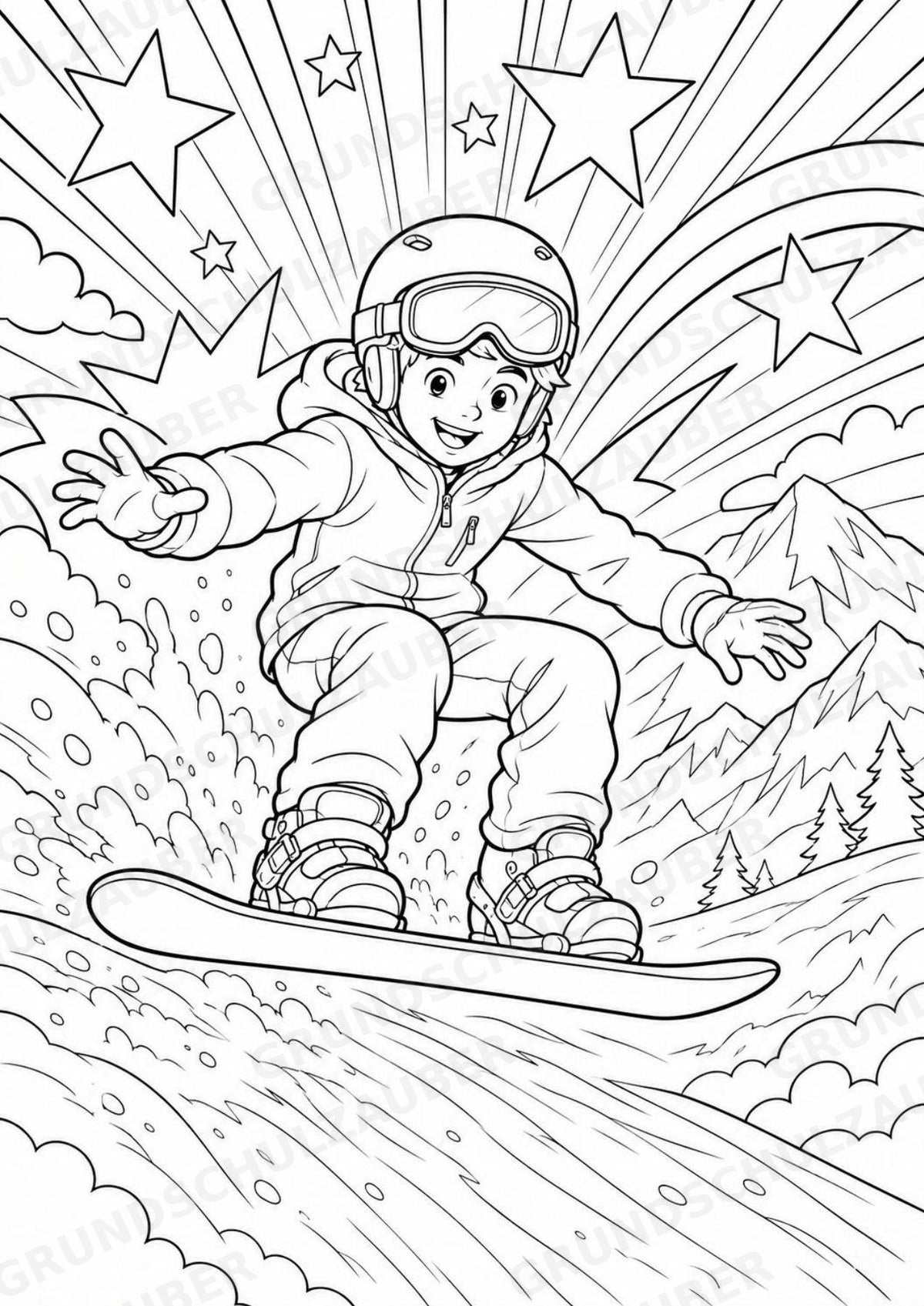 Snowboarding POP Art Ausmalbilder 15 Malvorlagen – Materialseite 14