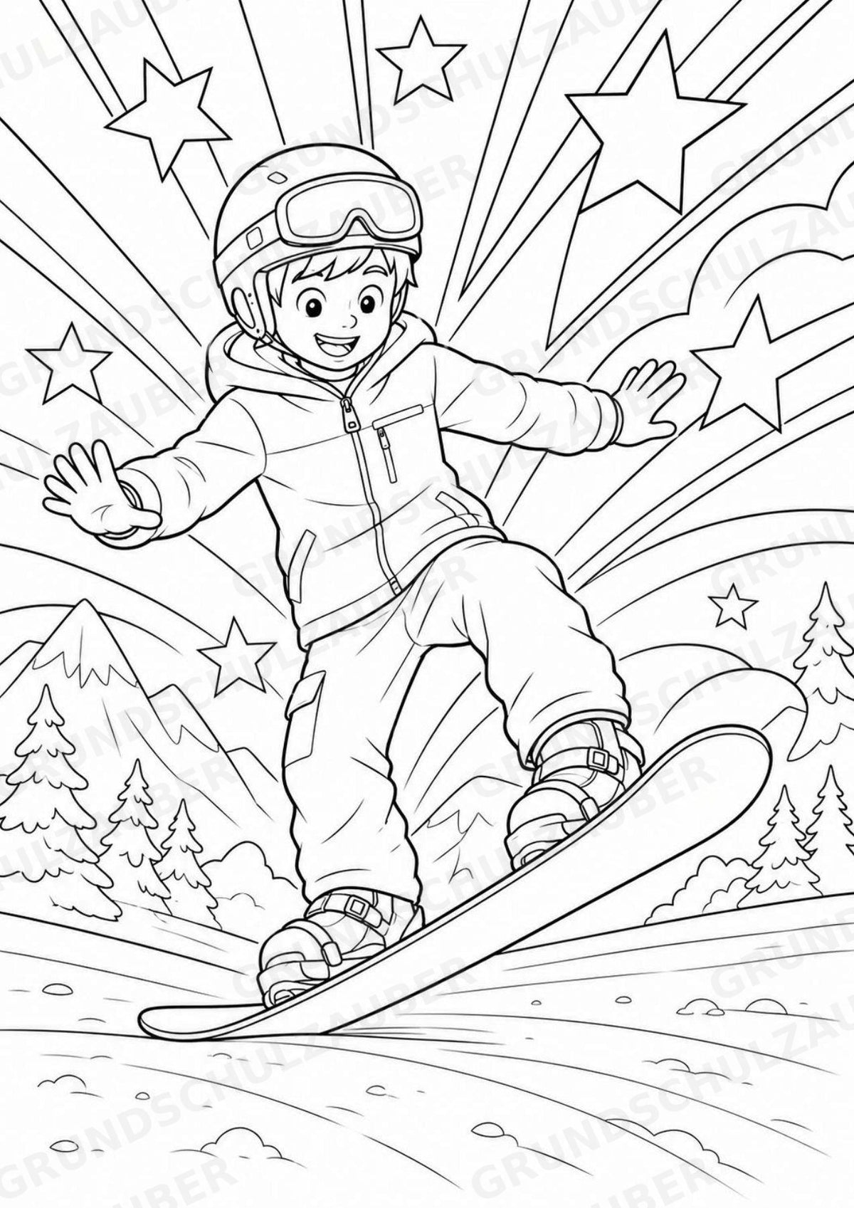 Snowboarding POP Art Ausmalbilder 15 Malvorlagen – Materialseite 15