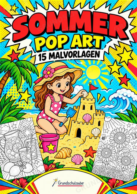 Sommer POP Art Ausmalbilder 15 Malvorlagen – Cover
