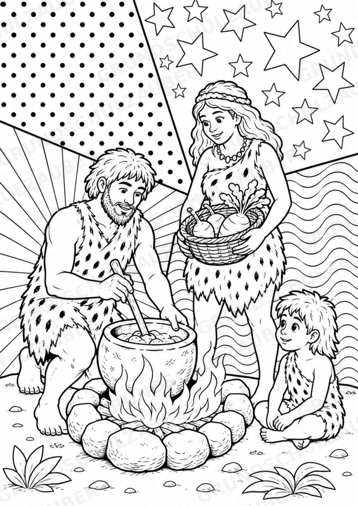 Steinzeit POP Art Ausmalbilder 15 Malvorlagen – Materialseite 9