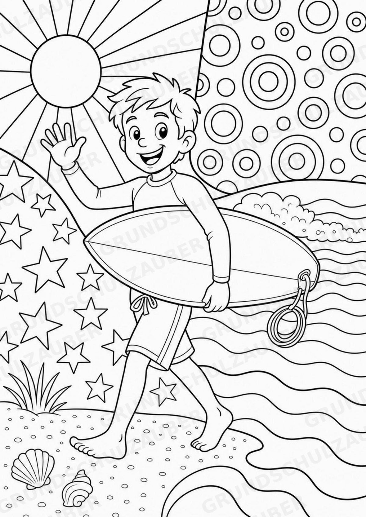 Surfen POP Art Ausmalbilder 15 Malvorlagen – Materialseite 8