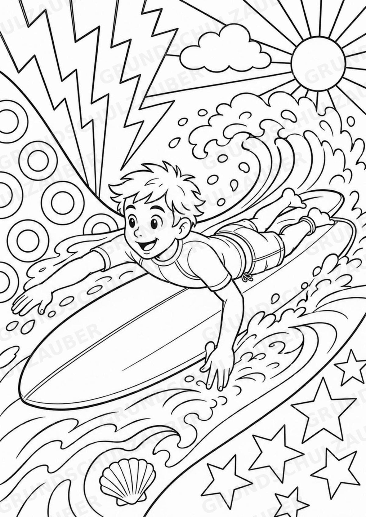 Surfen POP Art Ausmalbilder 15 Malvorlagen – Materialseite 12