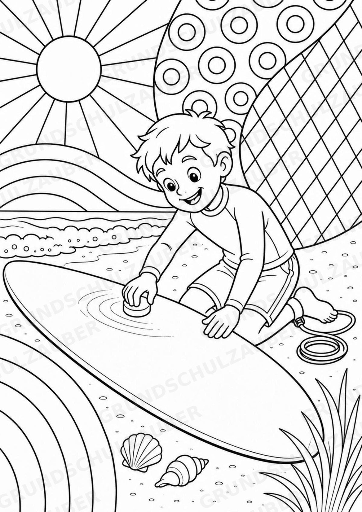 Surfen POP Art Ausmalbilder 15 Malvorlagen – Materialseite 13