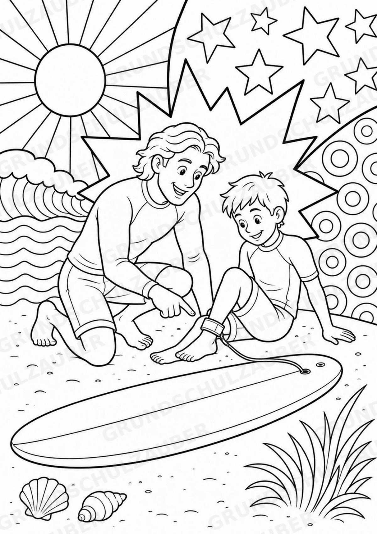 Surfen POP Art Ausmalbilder 15 Malvorlagen – Materialseite 14