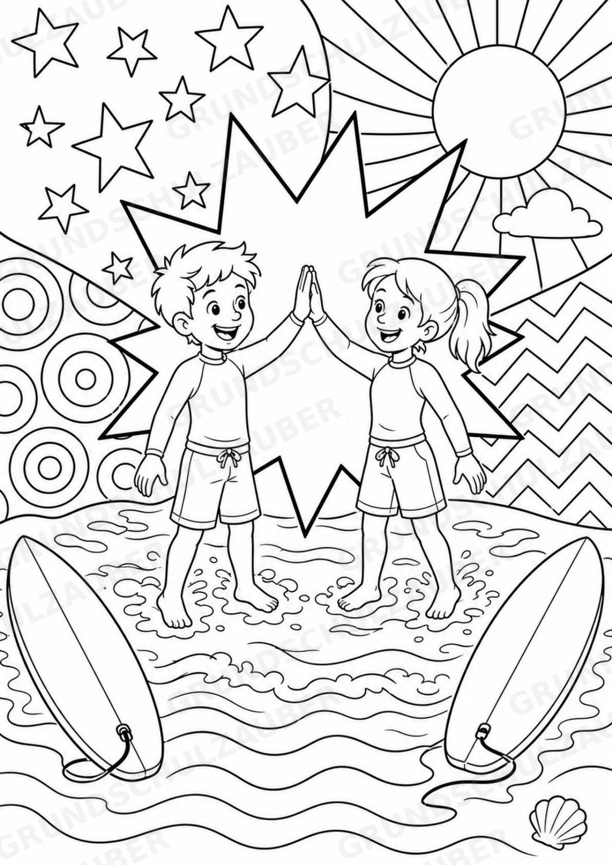 Surfen POP Art Ausmalbilder 15 Malvorlagen – Materialseite 15