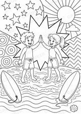 Surfen POP Art Ausmalbilder 15 Malvorlagen – Materialseite 15