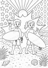 Surfen POP Art Ausmalbilder 15 Malvorlagen – Materialseite 16