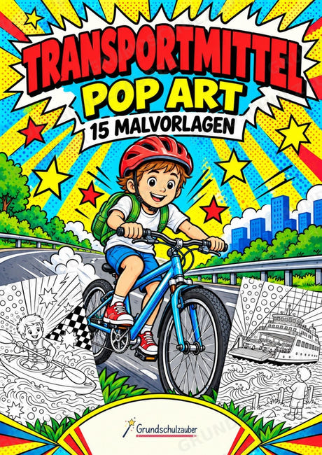 Transportmittel POP Art Ausmalbilder 15 Malvorlagen – Cover