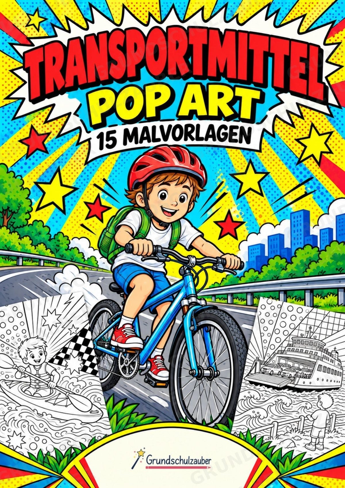 Transportmittel POP Art Ausmalbilder 15 Malvorlagen – Cover