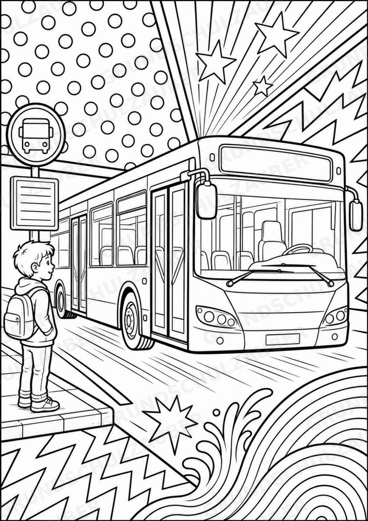 Transportmittel POP Art Ausmalbilder 15 Malvorlagen – Materialseite 3