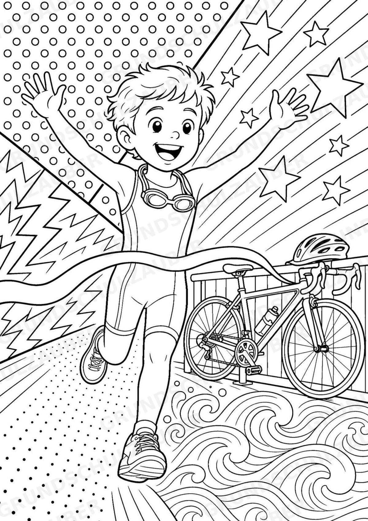 Triathlon POP Art Ausmalbilder 15 Malvorlagen – Materialseite 2