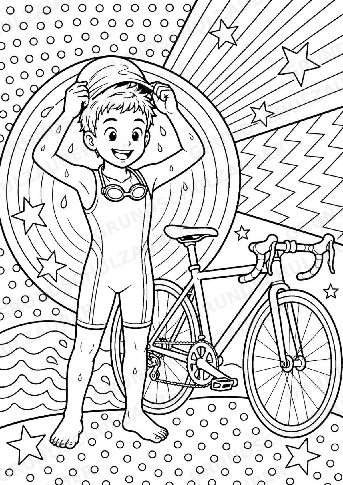 Triathlon POP Art Ausmalbilder 15 Malvorlagen – Materialseite 5