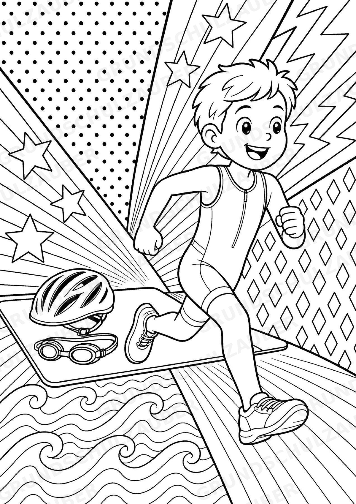 Triathlon POP Art Ausmalbilder 15 Malvorlagen – Materialseite 13