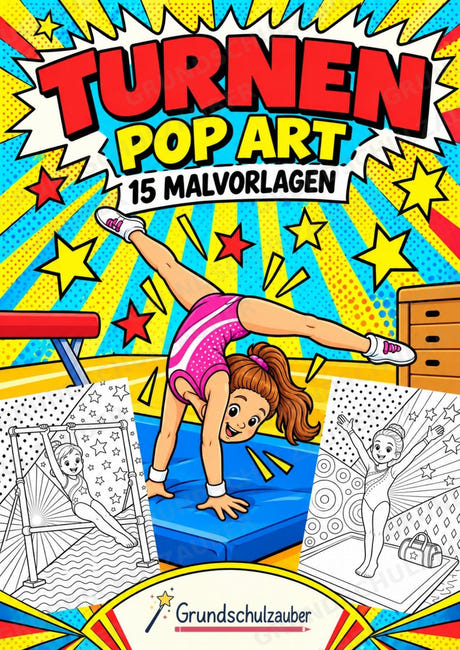 Turnen POP Art Ausmalbilder 15 Malvorlagen – Cover