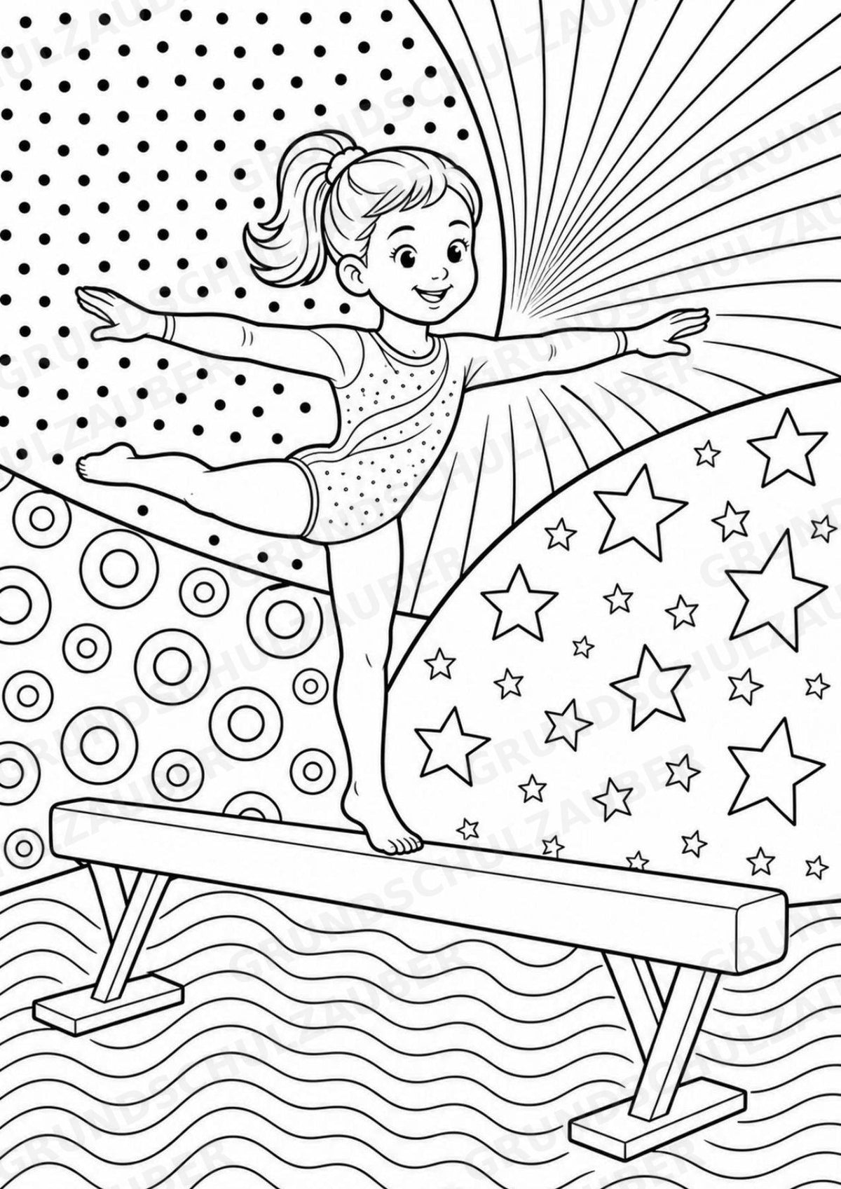 Turnen POP Art Ausmalbilder 15 Malvorlagen – Materialseite 3